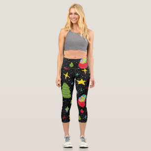New Year Festive: Colourful Seamless. Capri Leggings