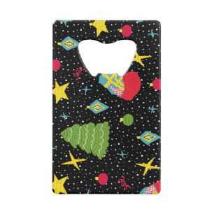 New Year Festive: Colourful Seamless. Credit Card Bottle Opener