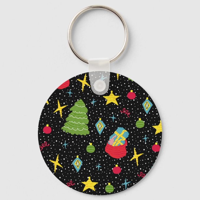 New Year Festive: Colourful Seamless. Keychain (Front)