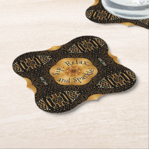 New Year Festive Kaleidoscope Paper Coaster