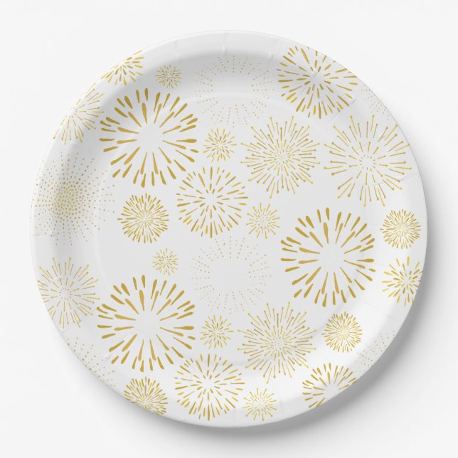 New Year Firework Design Fireworks Art New YearArt Paper Plate (Front)
