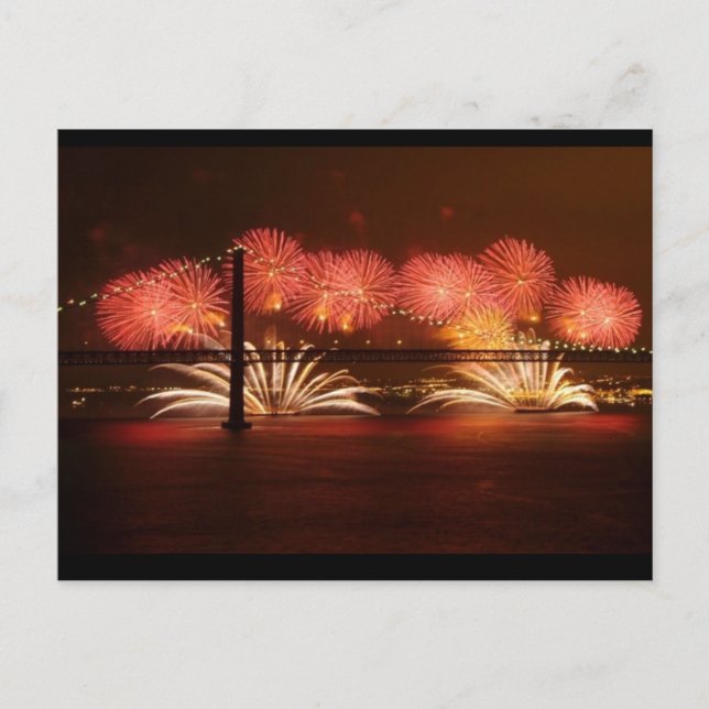 New year Firework Lisbon Holiday Postcard (Front)