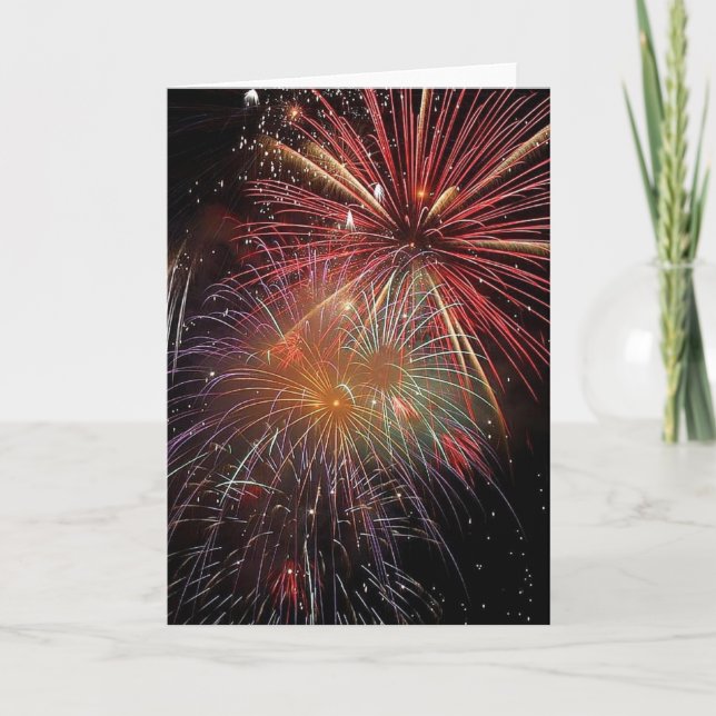 New Year Fireworks Sparkles Holiday Card (Front)