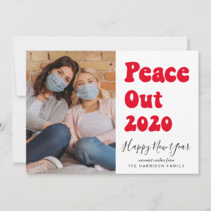 New Year Fun Peace Out 2020 Photo Holiday Card