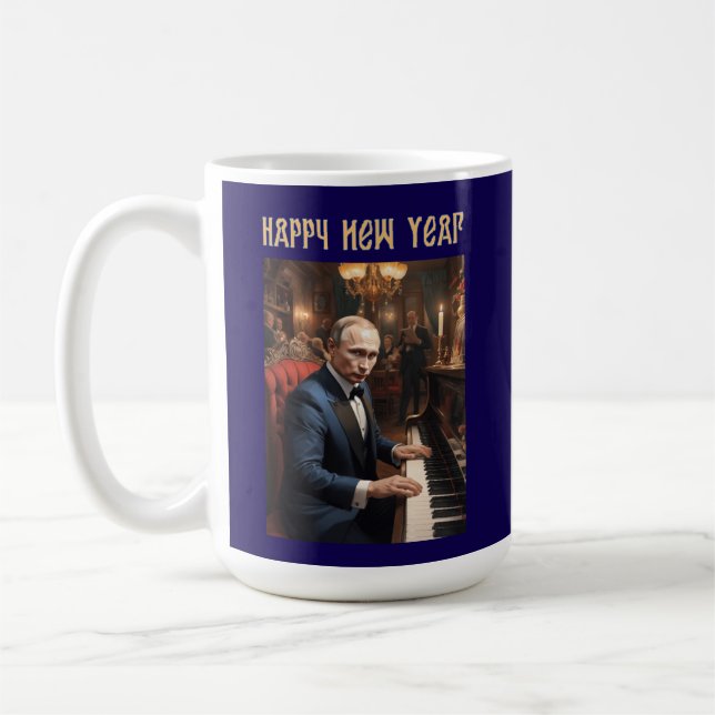New Year Funny Vladimir Putin Russian Coffee Mug (Left)