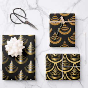 New Year Gold & Black Art Deco Style Wrapping Paper Sheet