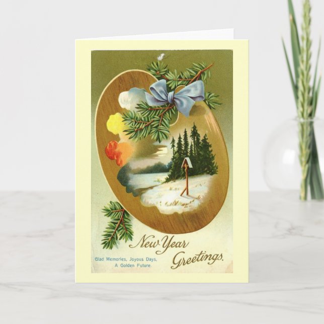 New Year Greetings 1912 Vintage Holiday Card (Front)
