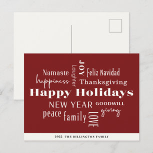 New Year Holiday Many Greetings Burgundy