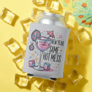 New Year Hot Mess Funny Drinking Martini Alcohol Can Cooler
