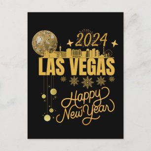 New YEar in Las Vegas Nevada Travel Matching NYE Postcard