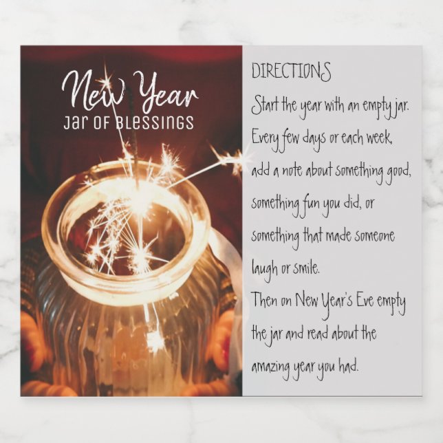 New Year Jar of Blessings Label (Single Label)