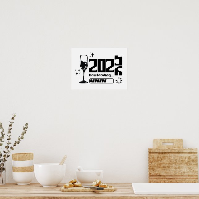 New Year Loading 2026 – Minimal Gamer Design Poster (Kitchen)