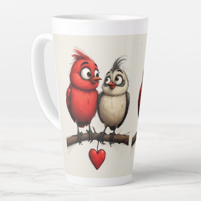 New Year, Love, Birds Latte Mug (Left Angle)