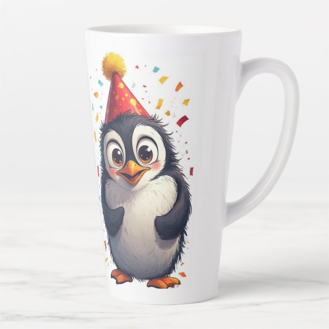 New year, love, birds, penguins latte mug (Right)