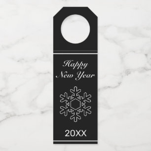 New Year  Modern Minimalist Black Birthday Bottle Tag