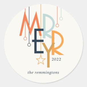 New Year Modern Simple Vintage  Deco Classic Round Sticker