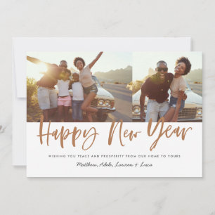 New year multi photo modern script stylish holiday card