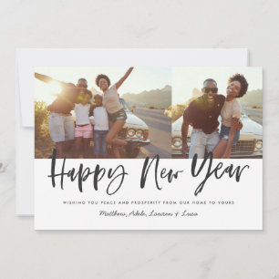 New year multi photo modern script stylish holiday card