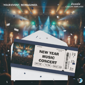 New Year Music Concert Custom Ticket Invitation