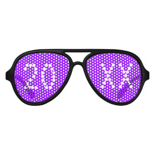 New Year neon purple custom number year fun party Aviator Sunglasses