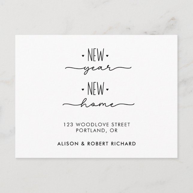 New Year New Address Home Moving Announcement Postcard (Front)