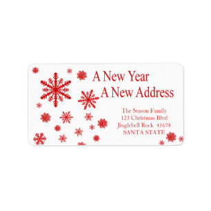 New Year, New Address snowflake holiday Label