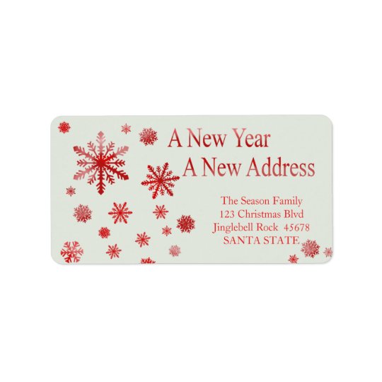 New Year, New Address snowflake holiday Label