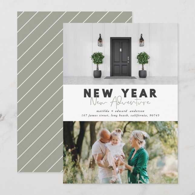 New year new adventure multi photo holiday card (Front/Back)