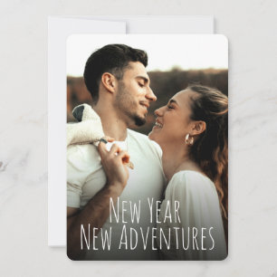 New Year New Adventures Custom Engagement Photo Holiday Card