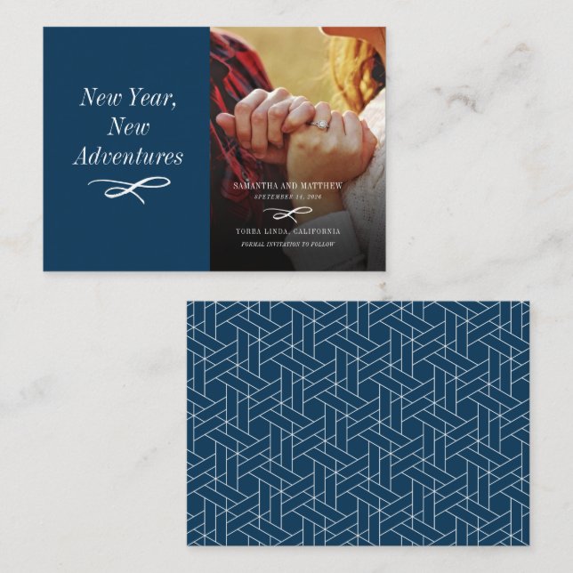 New Year New Adventures Modern Engagement Save The Card (Front/Back)