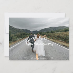 New Year New Adventures   Newlywed Photo Flat Holiday Card