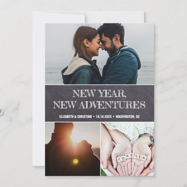New year New Adventures Photo Collage Wedding Save The Date (Front)