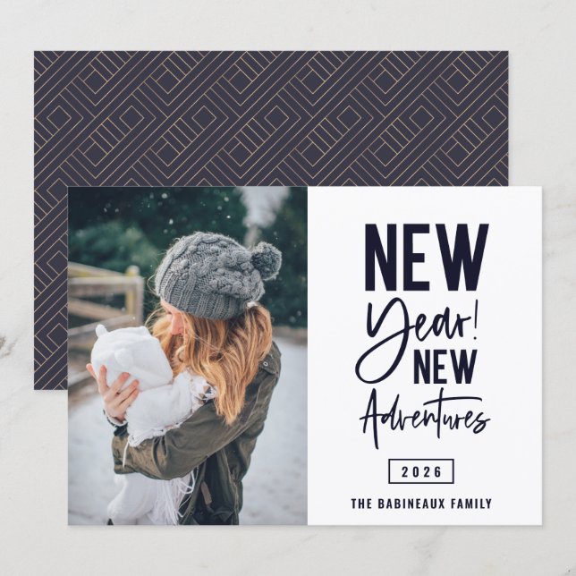 New Year New Adventures Photo Holiday Card (Front/Back)