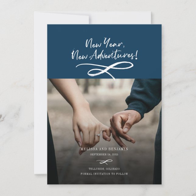 New Year New Adventures Photo Save The Date (Front)