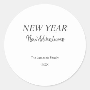 New Year New Adventures   White Classic Round Sticker
