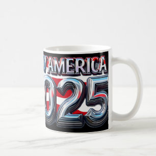 New Year New America 2025 Liquid Metal Patriot Des Coffee Mug