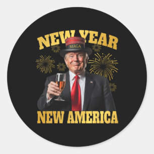New Year New America Happy New Year Party 2025 Tru Classic Round Sticker