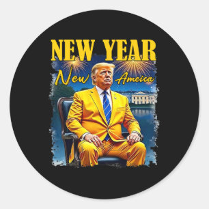 New Year New America Happy New Year Party 2025 Tru Classic Round Sticker
