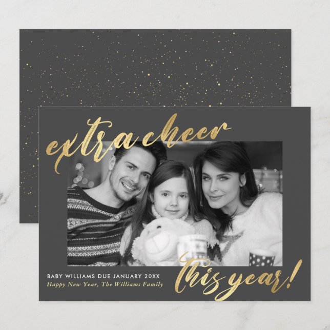 New Year New Baby Photo Pregnancy  Announcement (Front/Back)