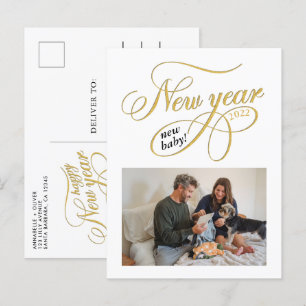 New Year New Baby Pregnancy  Announcement Postcard