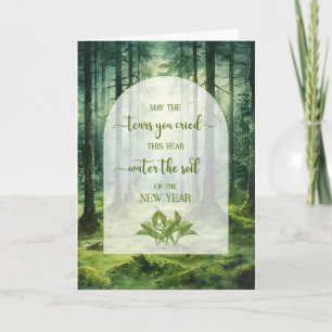 New Year New Beginning Woodland Forest with Moss Holiday Card