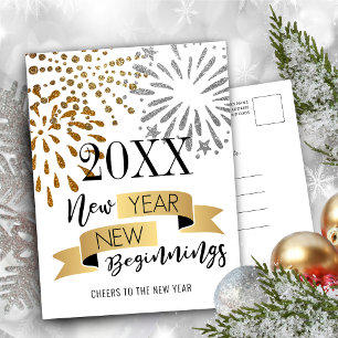 New Year New Beginnings Cheers to New Year Holiday Postcard
