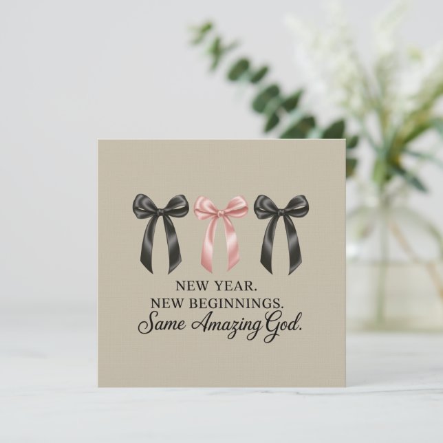 New Year New Beginnings Same Amazing God Religious Invitation (Standing Front)