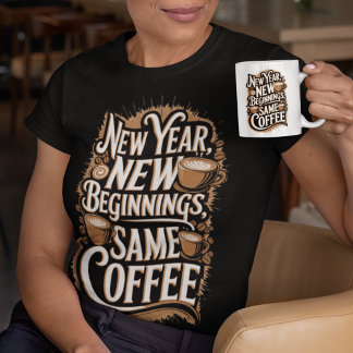 New Year New Biginnings Same Coffee T-Shirt