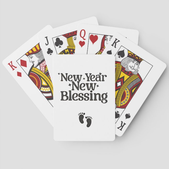 New Year New Blessings New Year Pregnant Mom  Playing Cards (Back)