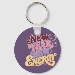 New Year New Energy – Trendy Retro New Year Keychain