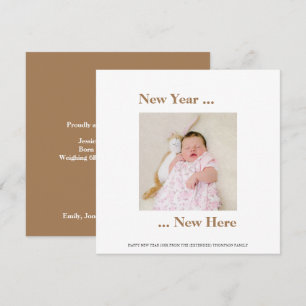 New Year New Here Photo Baby Announce Birth Gold