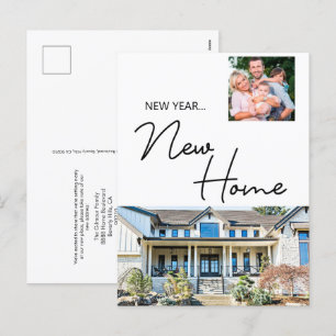 New Year New Home Family Photo and House Holiday C Postcard