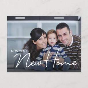 New Year New Home Family Photo New Address Holiday Postcard