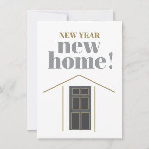 New Year New Home Gold Family Moving Holiday Card
